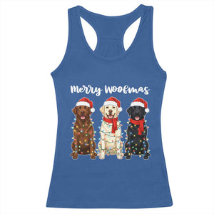 Funny Merry Woofmas Racerback Tank Top Labrador Funny Christmas Dog Lover Gift TS12 Royal Blue Print Your Wear