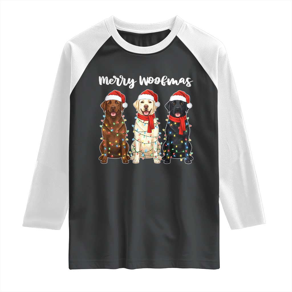 Funny Merry Woofmas Raglan Shirt Labrador Funny Christmas Dog Lover Gift TS12 Black White Print Your Wear