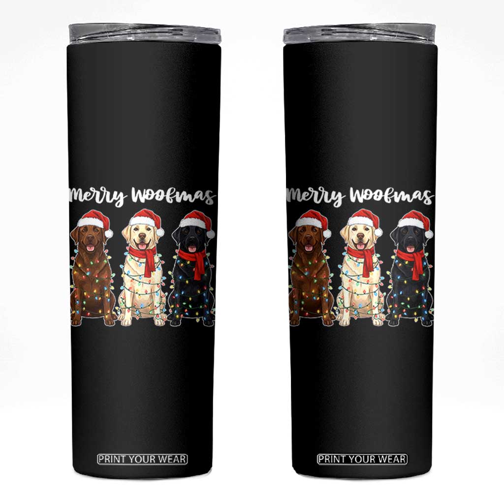 Funny Merry Woofmas Skinny Tumbler Labrador Funny Christmas Dog Lover Gift TS12 Black Print Your Wear