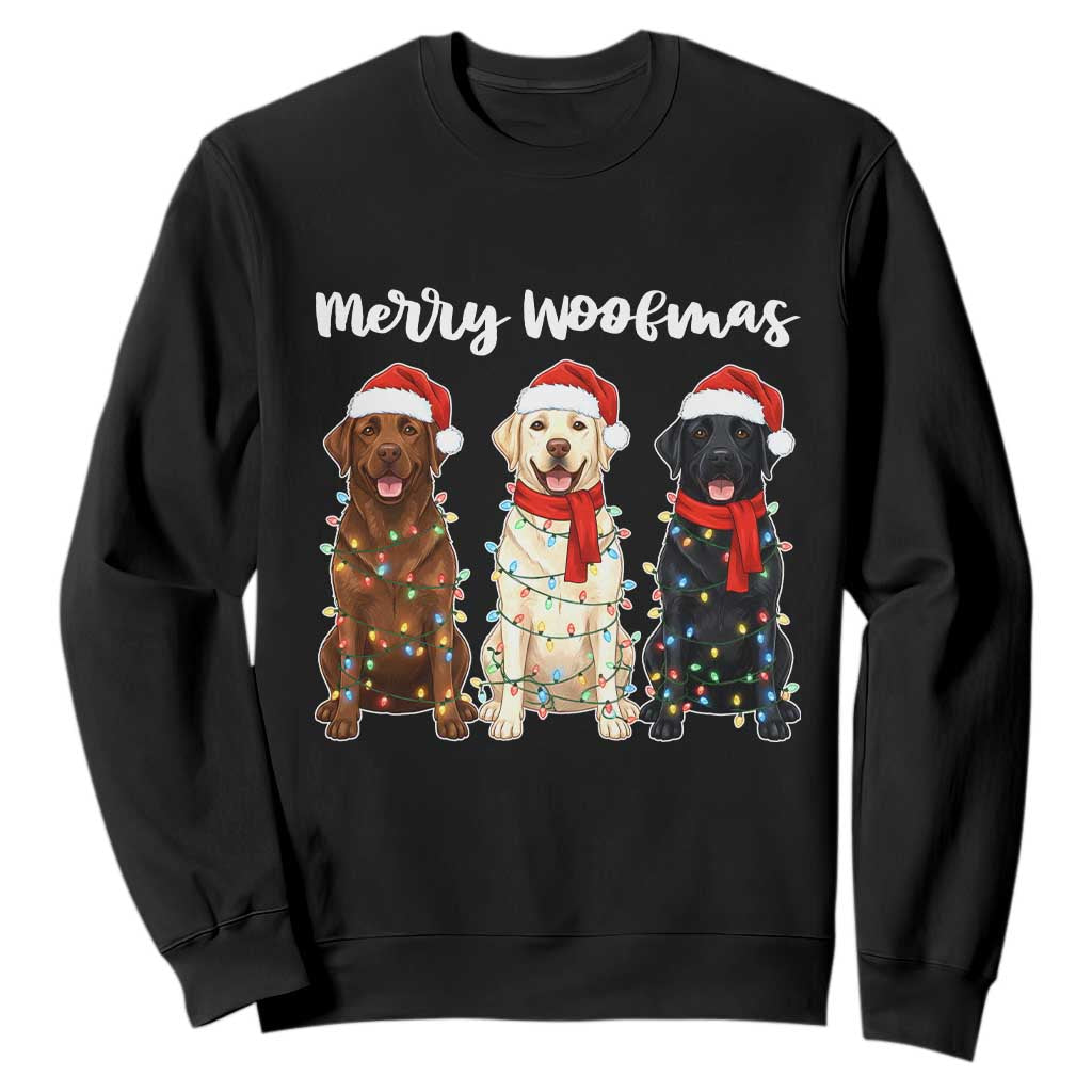 Funny Merry Woofmas Sweatshirt Labrador Funny Christmas Dog Lover Gift TS12 Black Print Your Wear