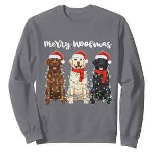 Funny Merry Woofmas Sweatshirt Labrador Funny Christmas Dog Lover Gift TS12 Charcoal Print Your Wear