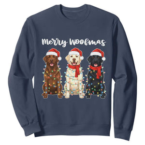 Funny Merry Woofmas Sweatshirt Labrador Funny Christmas Dog Lover Gift TS12 Navy Print Your Wear