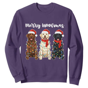 Funny Merry Woofmas Sweatshirt Labrador Funny Christmas Dog Lover Gift TS12 Purple Print Your Wear