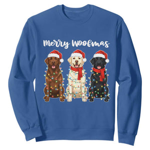 Funny Merry Woofmas Sweatshirt Labrador Funny Christmas Dog Lover Gift TS12 Royal Blue Print Your Wear