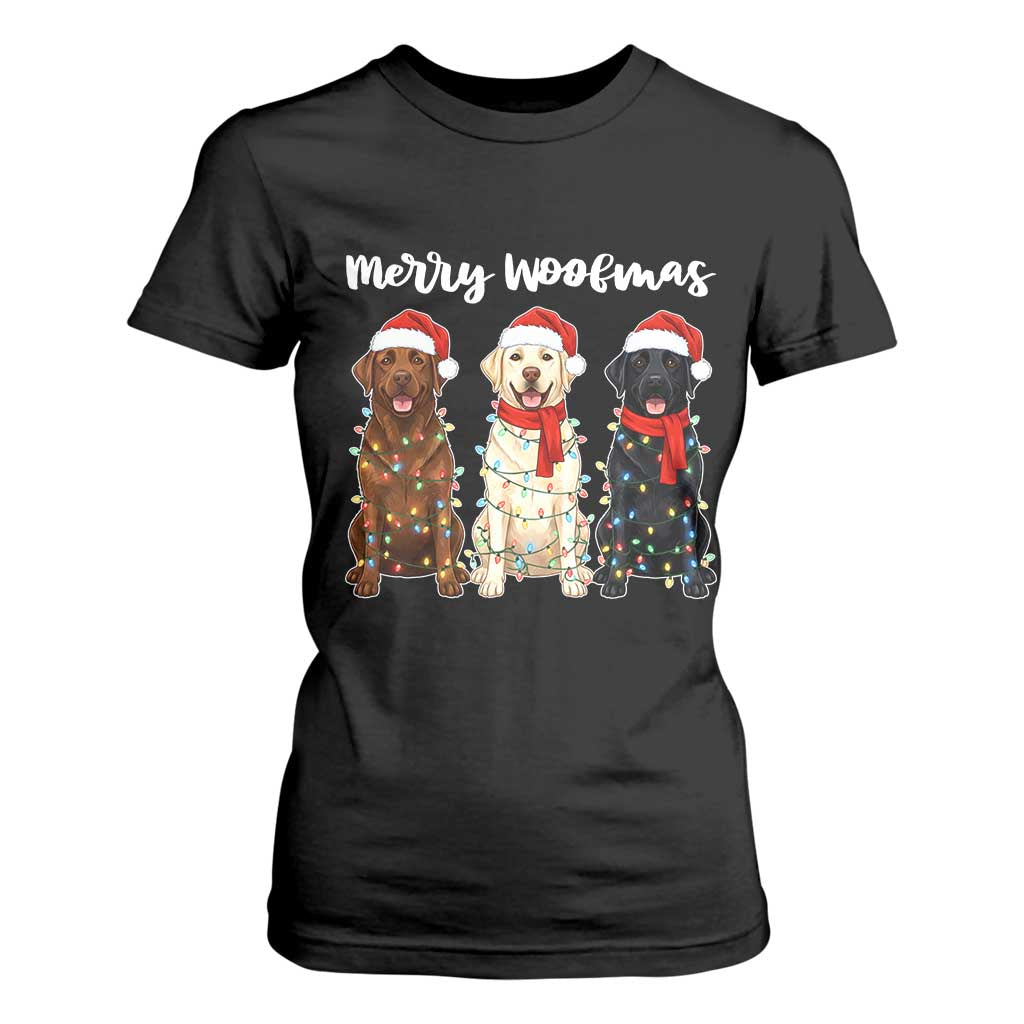 Funny Merry Woofmas T Shirt For Women Labrador Funny Christmas Dog Lover Gift TS12 Black Print Your Wear