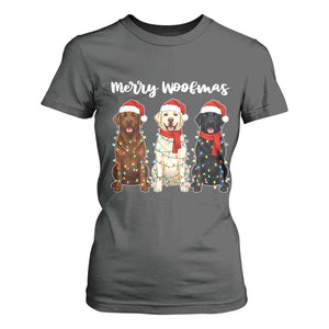 Funny Merry Woofmas T Shirt For Women Labrador Funny Christmas Dog Lover Gift TS12 Dark Heather Print Your Wear