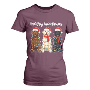 Funny Merry Woofmas T Shirt For Women Labrador Funny Christmas Dog Lover Gift TS12 Maroon Print Your Wear