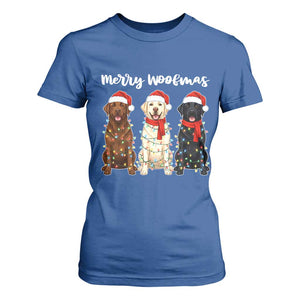 Funny Merry Woofmas T Shirt For Women Labrador Funny Christmas Dog Lover Gift TS12 Royal Blue Print Your Wear