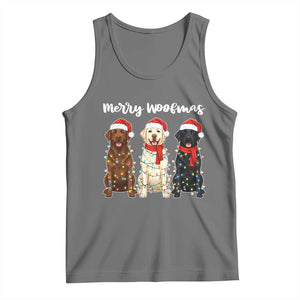 Funny Merry Woofmas Tank Top Labrador Funny Christmas Dog Lover Gift TS12 Black Heather Print Your Wear