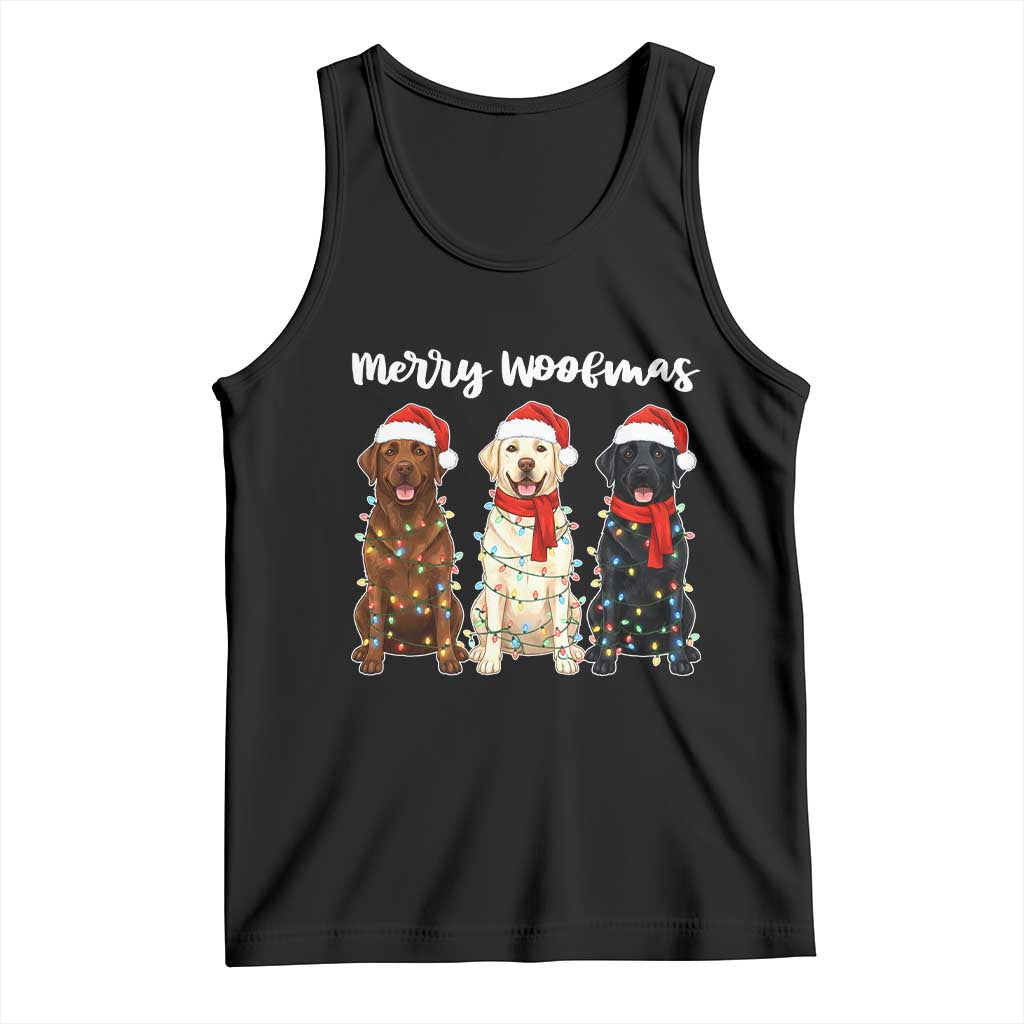 Funny Merry Woofmas Tank Top Labrador Funny Christmas Dog Lover Gift TS12 Black Print Your Wear
