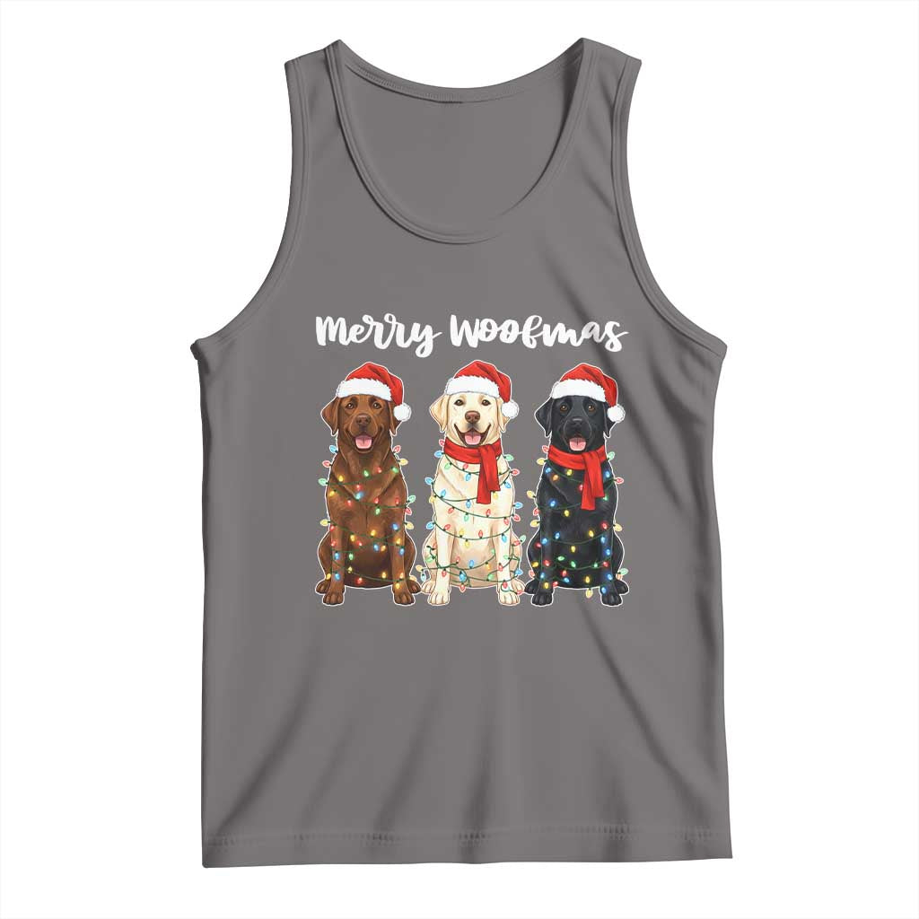 Funny Merry Woofmas Tank Top Labrador Funny Christmas Dog Lover Gift TS12 Deep Heather Print Your Wear
