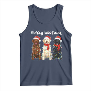 Funny Merry Woofmas Tank Top Labrador Funny Christmas Dog Lover Gift TS12 Navy Print Your Wear