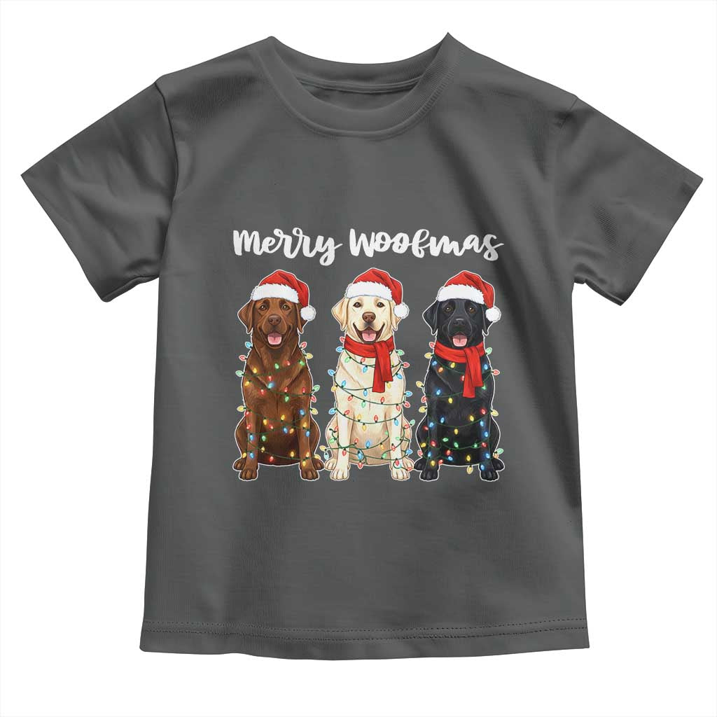 Funny Merry Woofmas Toddler T Shirt Labrador Funny Christmas Dog Lover Gift TS12 Dark Heather Print Your Wear