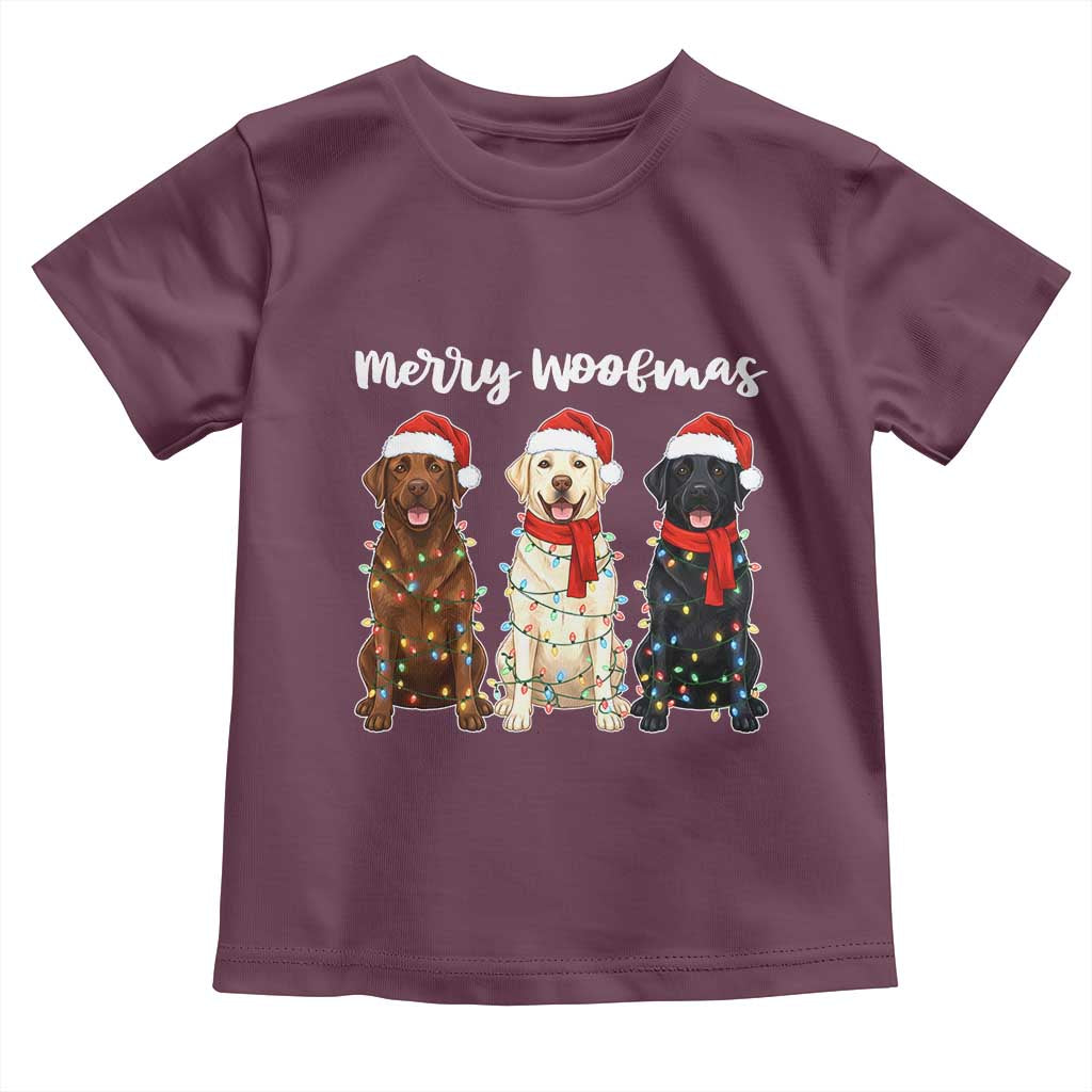 Funny Merry Woofmas Toddler T Shirt Labrador Funny Christmas Dog Lover Gift TS12 Maroon Print Your Wear