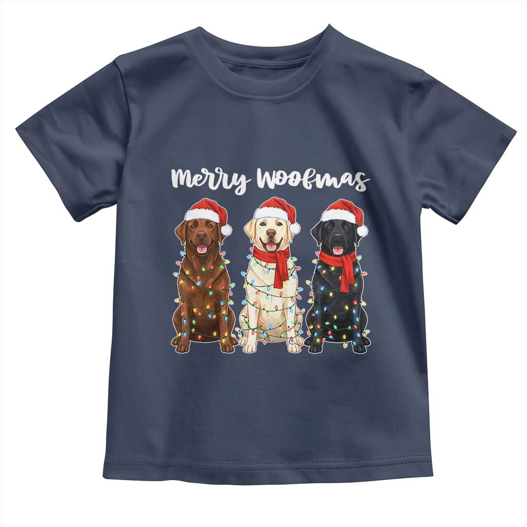 Funny Merry Woofmas Toddler T Shirt Labrador Funny Christmas Dog Lover Gift TS12 Navy Print Your Wear