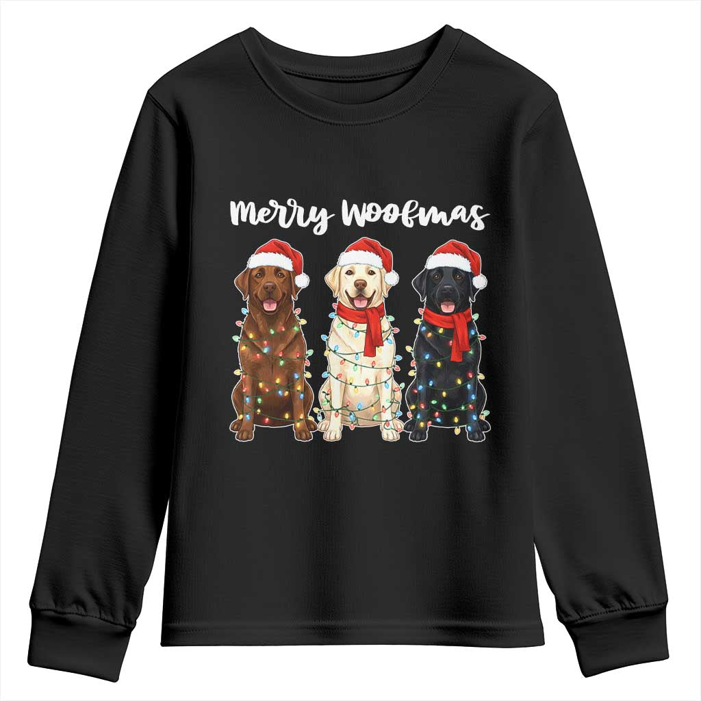 Funny Merry Woofmas Youth Sweatshirt Labrador Funny Christmas Dog Lover Gift TS12 Black Print Your Wear