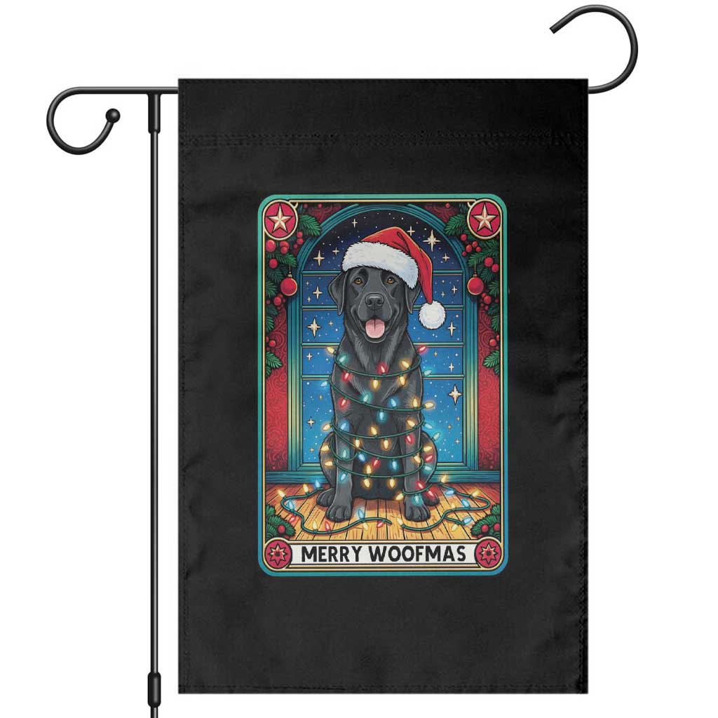 Merry Woofmas Garden Flag Funny Tarot Card Labrador Retriever Christmas Gift TS12 Black Print Your Wear