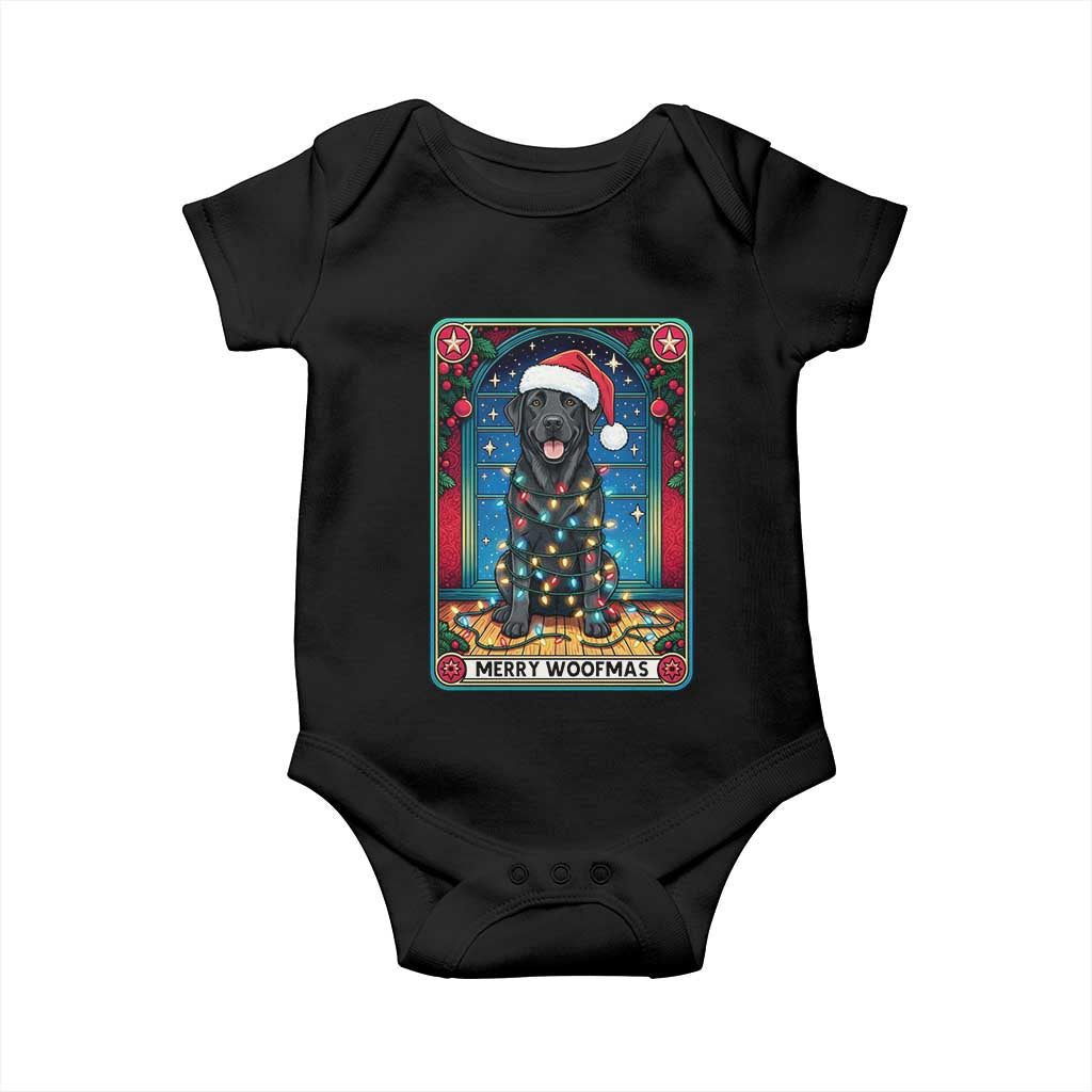 Merry Woofmas Baby Onesie Funny Tarot Card Labrador Retriever Christmas Gift TS12 Black Print Your Wear