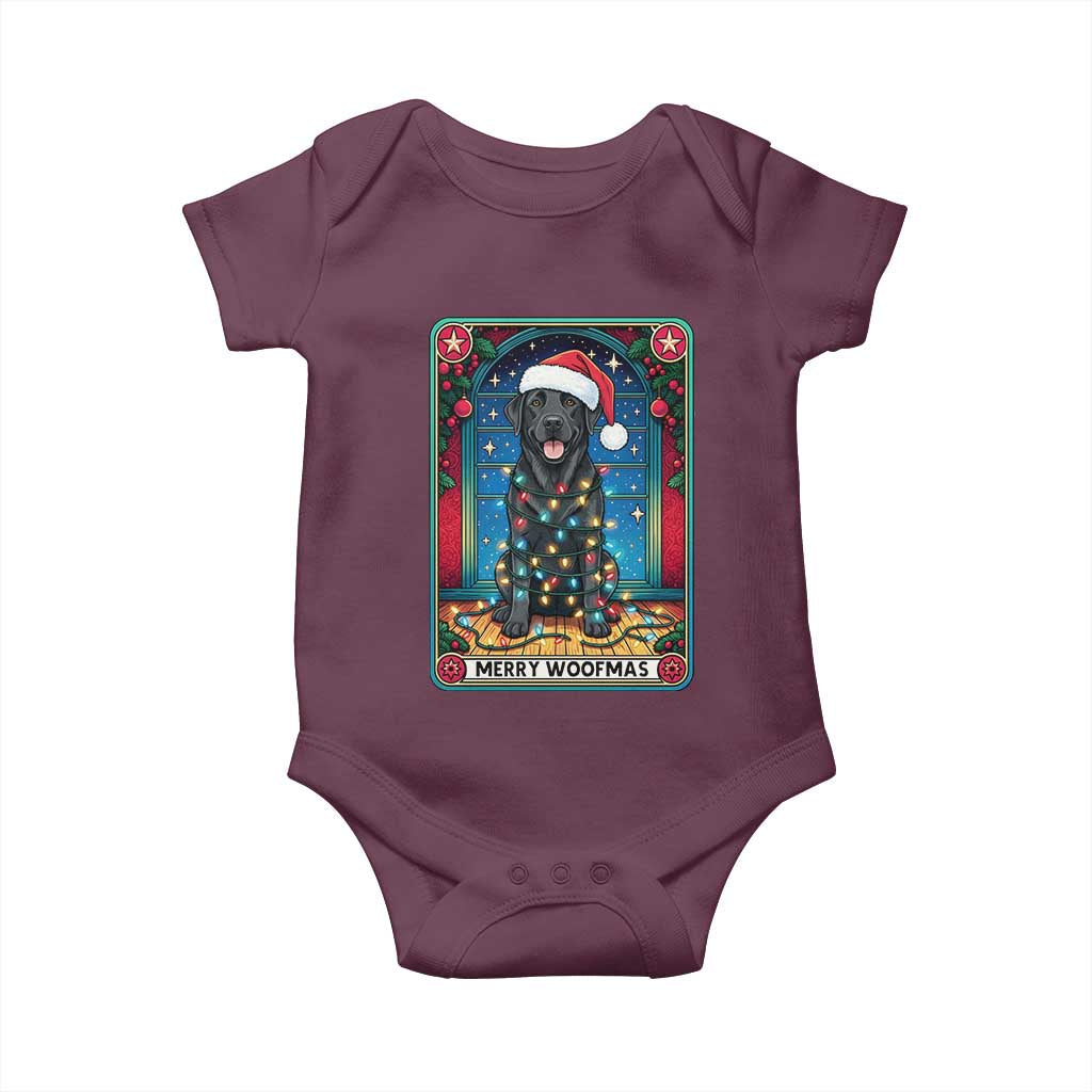Merry Woofmas Baby Onesie Funny Tarot Card Labrador Retriever Christmas Gift TS12 Maroon Print Your Wear