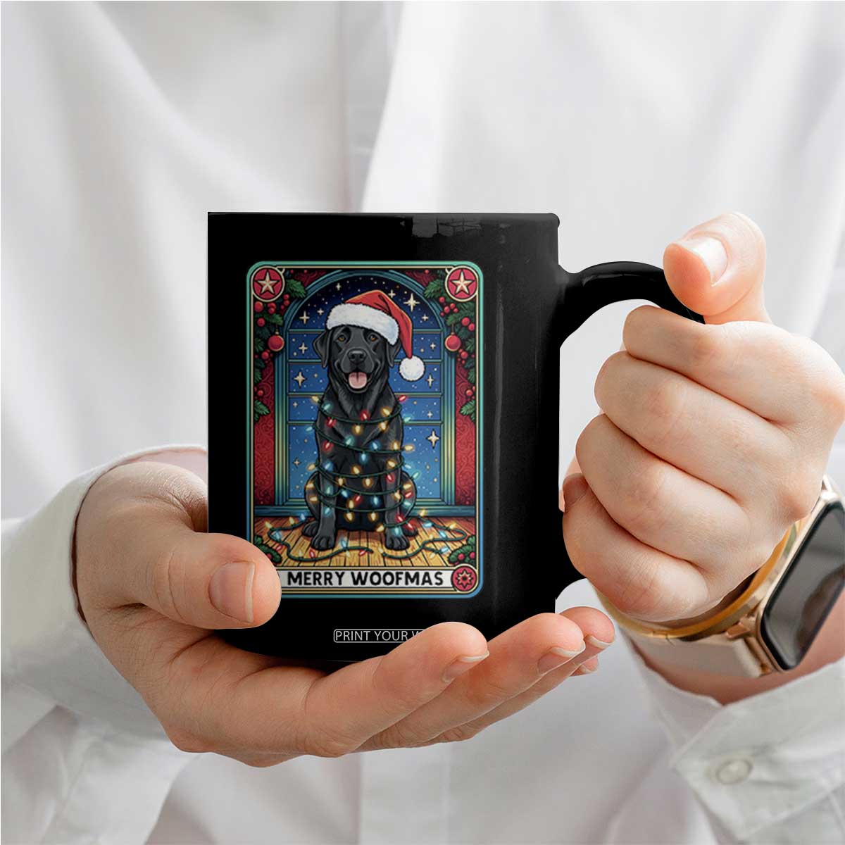 Merry Woofmas Coffee Mug Funny Tarot Card Labrador Retriever Christmas Gift TS12 Print Your Wear