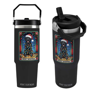 Merry Woofmas Flip Straw Tumbler Funny Tarot Card Labrador Retriever Christmas Gift TS12 One Size: 30 oz Black Print Your Wear