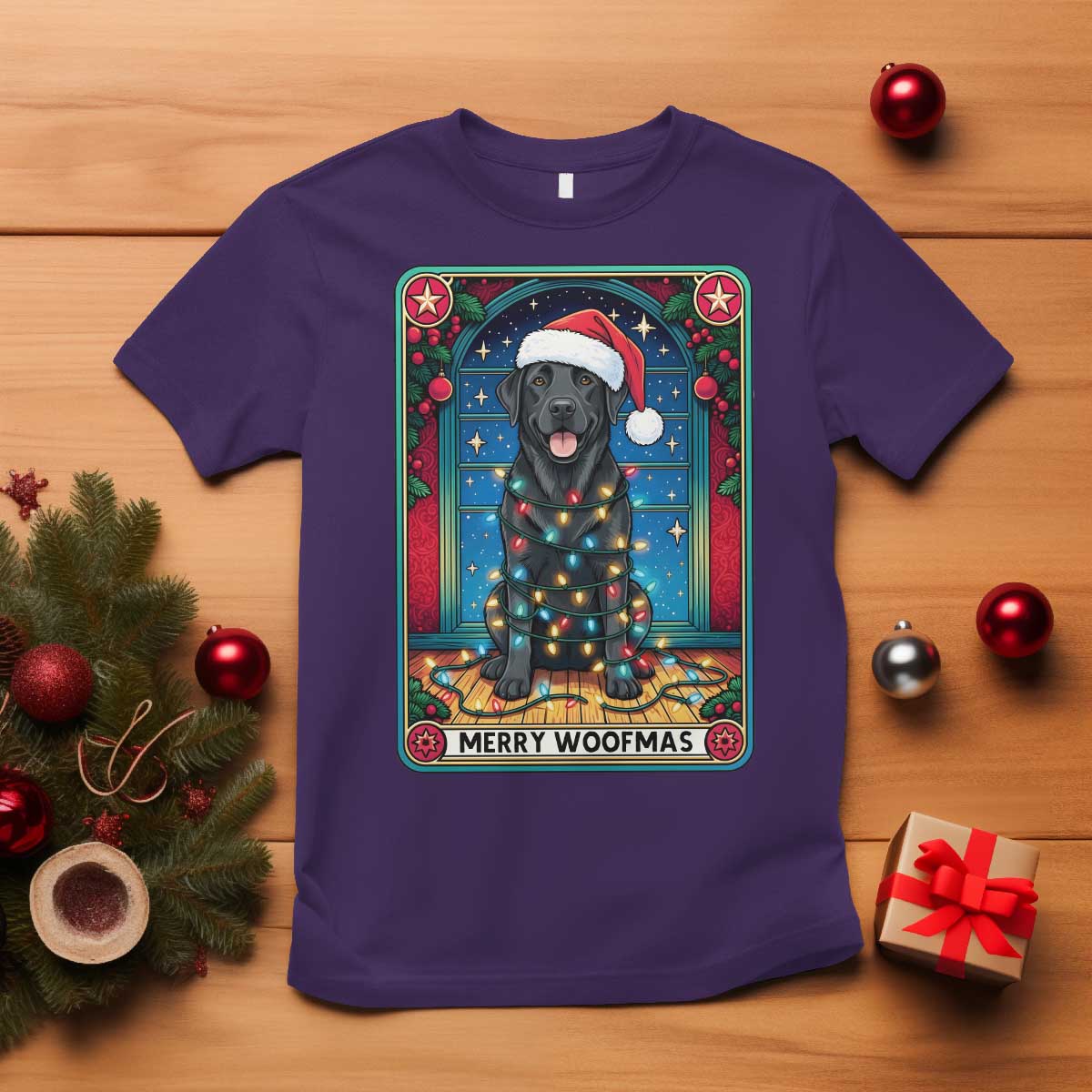 Merry Woofmas T Shirt Funny Tarot Card Labrador Retriever Christmas Gift TS12 Purple Print Your Wear