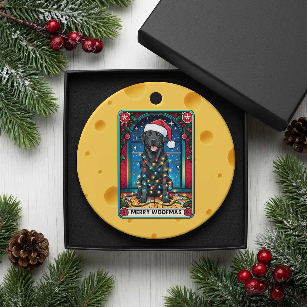 Merry Woofmas Ceramic Ornament Funny Tarot Card Labrador Retriever Christmas Gift TS12 1pc Yellow Cheese Print Your Wear