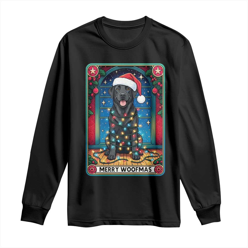 Merry Woofmas Long Sleeve Shirt Funny Tarot Card Labrador Retriever Christmas Gift TS12 Black Print Your Wear