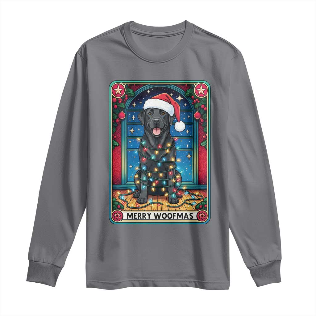 Merry Woofmas Long Sleeve Shirt Funny Tarot Card Labrador Retriever Christmas Gift TS12 Charcoal Print Your Wear