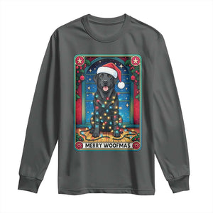 Merry Woofmas Long Sleeve Shirt Funny Tarot Card Labrador Retriever Christmas Gift TS12 Dark Heather Print Your Wear