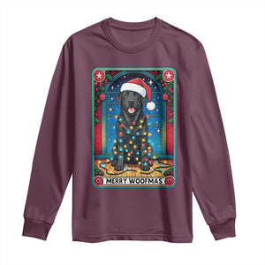 Merry Woofmas Long Sleeve Shirt Funny Tarot Card Labrador Retriever Christmas Gift TS12 Maroon Print Your Wear
