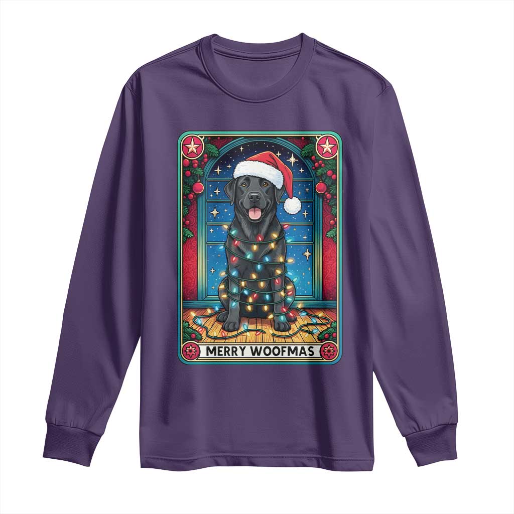 Merry Woofmas Long Sleeve Shirt Funny Tarot Card Labrador Retriever Christmas Gift TS12 Purple Print Your Wear
