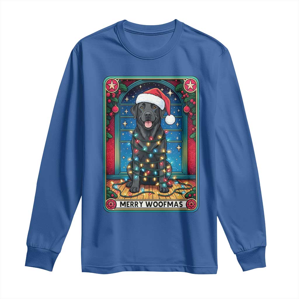 Merry Woofmas Long Sleeve Shirt Funny Tarot Card Labrador Retriever Christmas Gift TS12 Royal Blue Print Your Wear