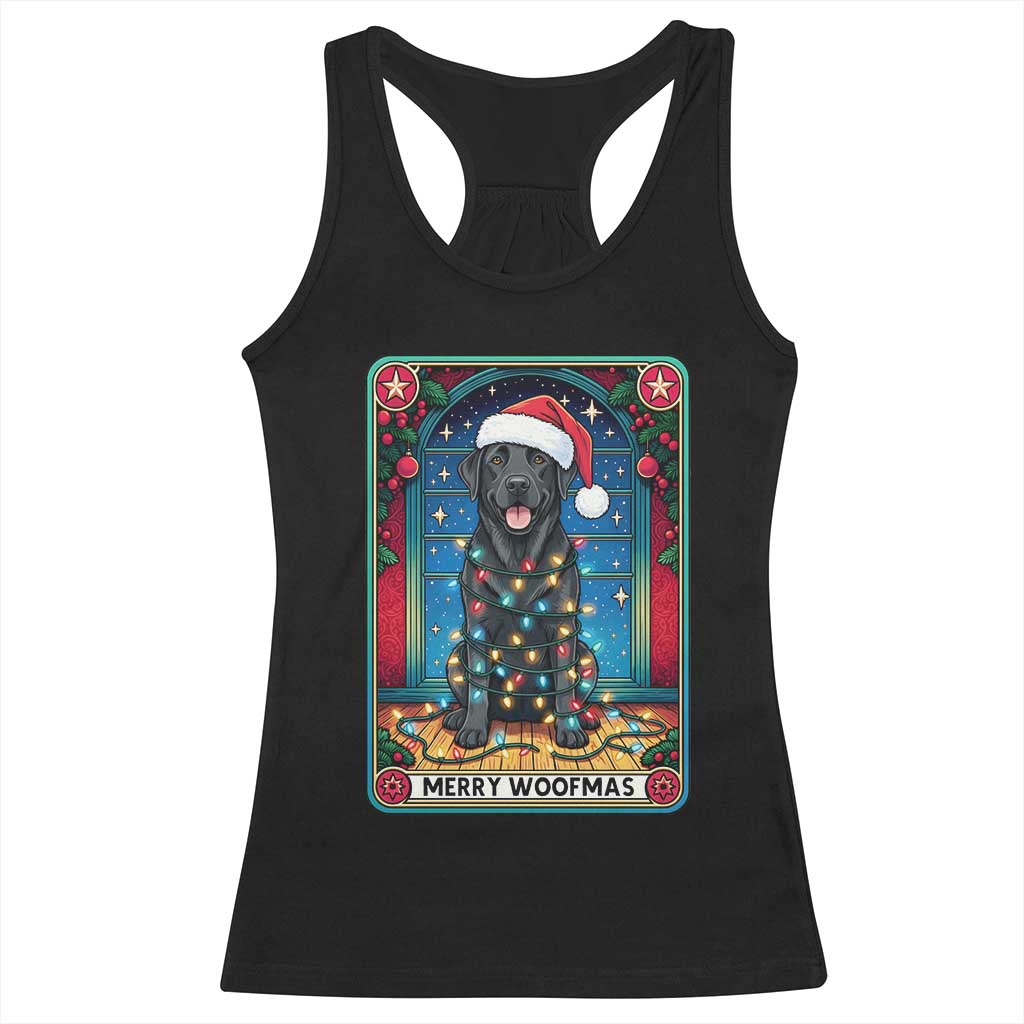 Merry Woofmas Racerback Tank Top Funny Tarot Card Labrador Retriever Christmas Gift TS12 Black Print Your Wear