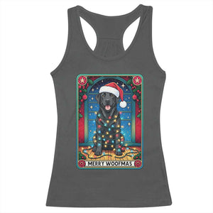 Merry Woofmas Racerback Tank Top Funny Tarot Card Labrador Retriever Christmas Gift TS12 Dark Heather Print Your Wear