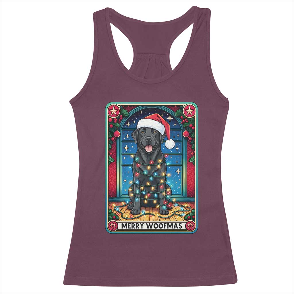 Merry Woofmas Racerback Tank Top Funny Tarot Card Labrador Retriever Christmas Gift TS12 Maroon Print Your Wear