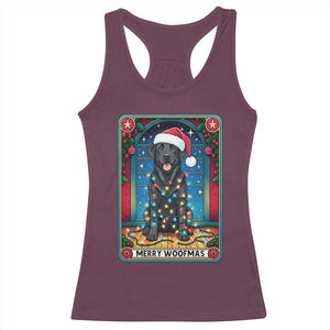 Merry Woofmas Racerback Tank Top Funny Tarot Card Labrador Retriever Christmas Gift TS12 Maroon Print Your Wear