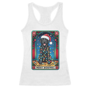 Merry Woofmas Racerback Tank Top Funny Tarot Card Labrador Retriever Christmas Gift TS12 White Print Your Wear