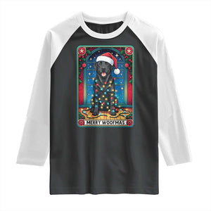 Merry Woofmas Raglan Shirt Funny Tarot Card Labrador Retriever Christmas Gift TS12 Black White Print Your Wear