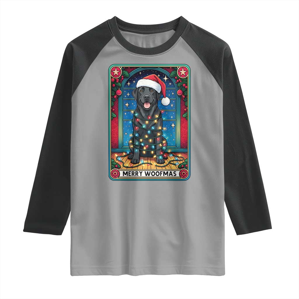 Merry Woofmas Raglan Shirt Funny Tarot Card Labrador Retriever Christmas Gift TS12 Sport Gray Black Print Your Wear