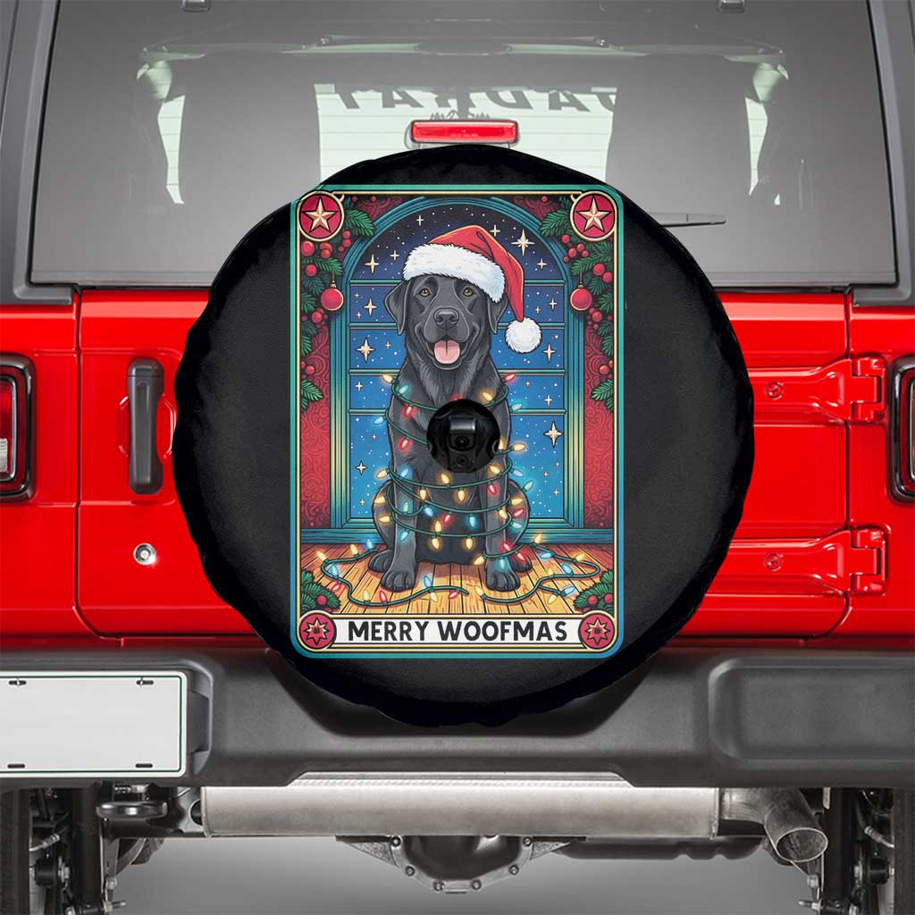 Merry Woofmas Spare Tire Cover Funny Tarot Card Labrador Retriever Christmas Gift TS12 Black Print Your Wear