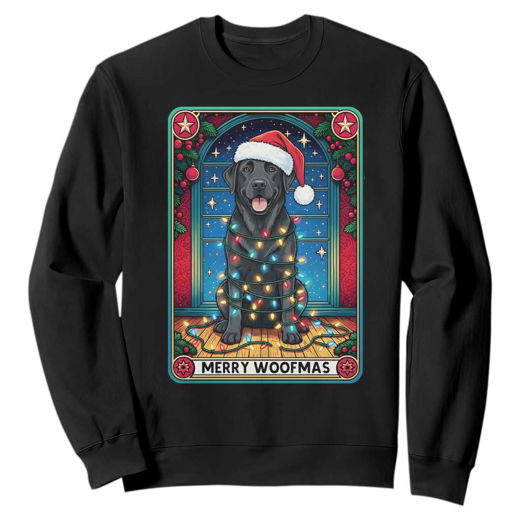 Merry Woofmas Sweatshirt Funny Tarot Card Labrador Retriever Christmas Gift TS12 Black Print Your Wear