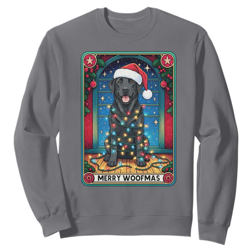 Merry Woofmas Sweatshirt Funny Tarot Card Labrador Retriever Christmas Gift TS12 Charcoal Print Your Wear