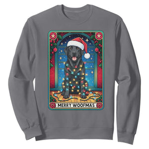 Merry Woofmas Sweatshirt Funny Tarot Card Labrador Retriever Christmas Gift TS12 Charcoal Print Your Wear