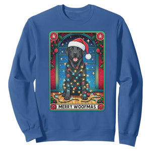 Merry Woofmas Sweatshirt Funny Tarot Card Labrador Retriever Christmas Gift TS12 Royal Blue Print Your Wear