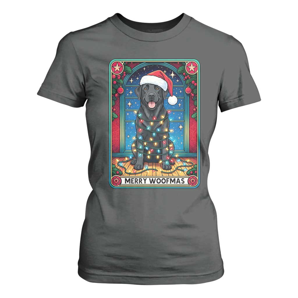 Merry Woofmas T Shirt For Women Funny Tarot Card Labrador Retriever Christmas Gift TS12 Dark Heather Print Your Wear