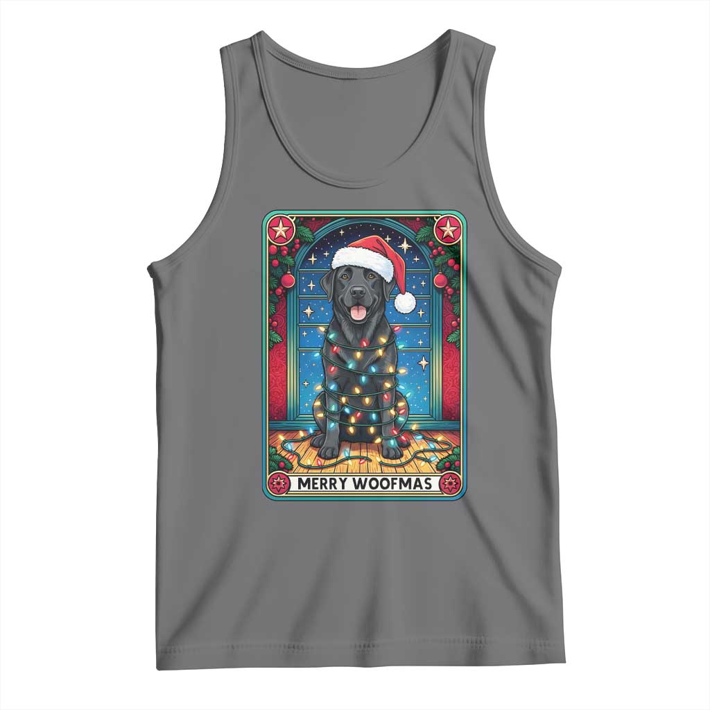 Merry Woofmas Tank Top Funny Tarot Card Labrador Retriever Christmas Gift TS12 Black Heather Print Your Wear