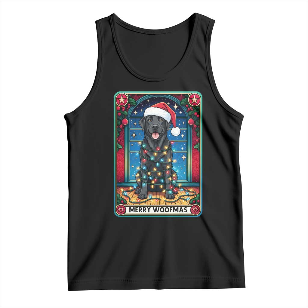 Merry Woofmas Tank Top Funny Tarot Card Labrador Retriever Christmas Gift TS12 Black Print Your Wear
