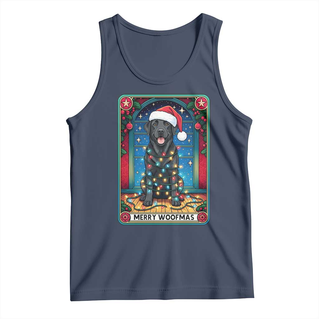 Merry Woofmas Tank Top Funny Tarot Card Labrador Retriever Christmas Gift TS12 Navy Print Your Wear