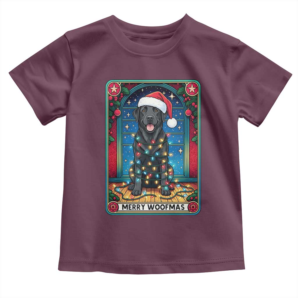 Merry Woofmas Toddler T Shirt Funny Tarot Card Labrador Retriever Christmas Gift TS12 Maroon Print Your Wear